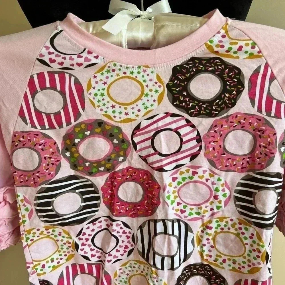 GIRLS RUFFLED ROSE “DOUGHNUTS” SHIRT SIZE 7 - Picture 5 of 11